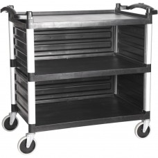 Καρότσι αλουμινίου με 3 πλαστικά ράφια, 100x49.5xΥ92cm, κλειστή πλάτη JD-UC331/BLACK