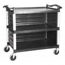 Καρότσι αλουμινίου με 3 πλαστικά ράφια, 82.5x41xΥ85cm, κλειστή πλάτη JD-UC333/BLACK