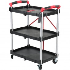 Καρότσι πλαστικό, αναδιπλούμενο, με 3 ράφια, μαύρο, 65x35xΥ84cm WH-TC1004/BLACK